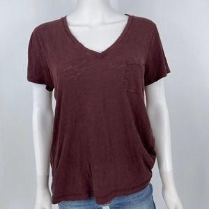 Madewell Basic V Neck Tee Burgundy Size M